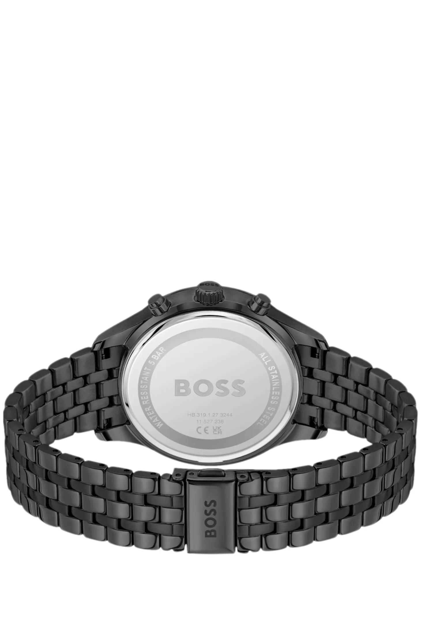 AVERY Black-plated chronograph watch with multi-link bracelet