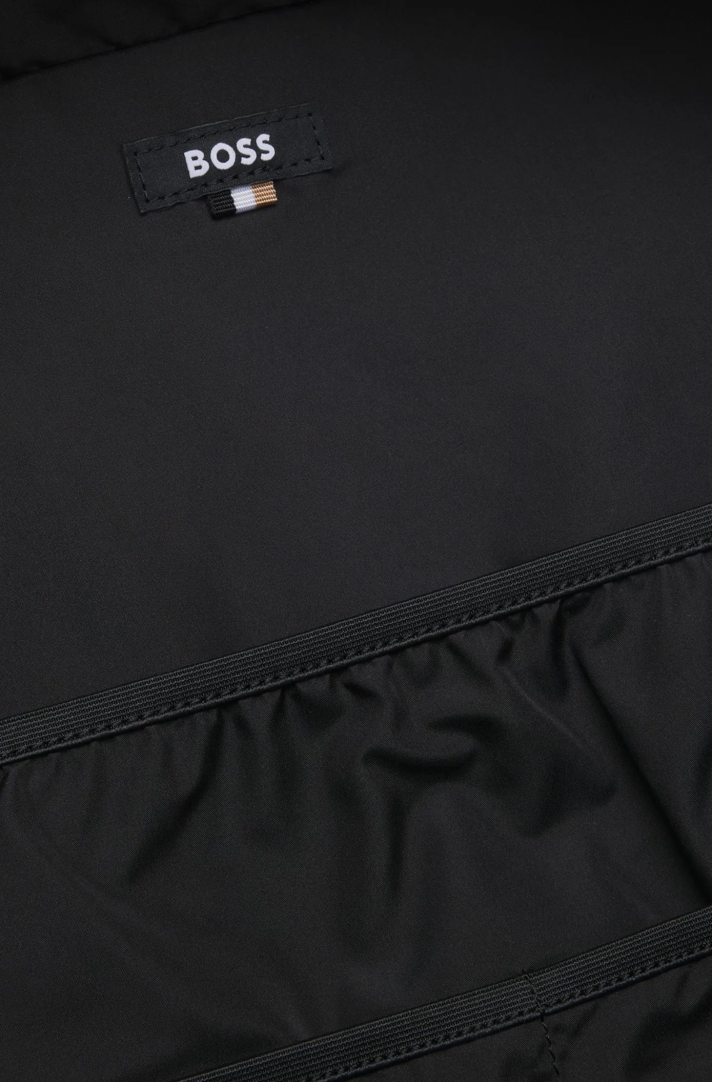 Backpack in structured fabric with logo and signature stripe