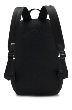 Backpack with blue rubber logo patch