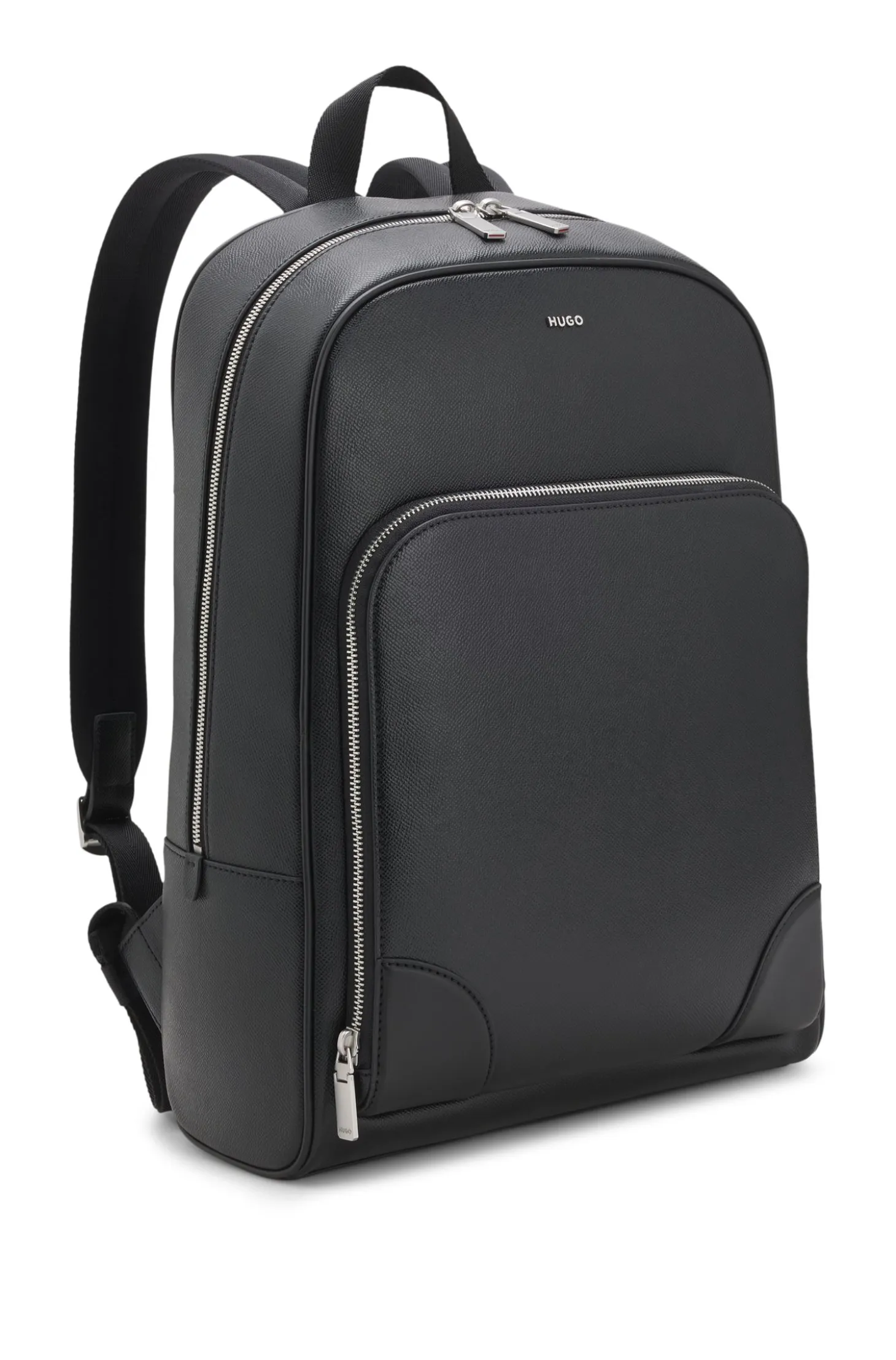 Backpack with silver-tone trims