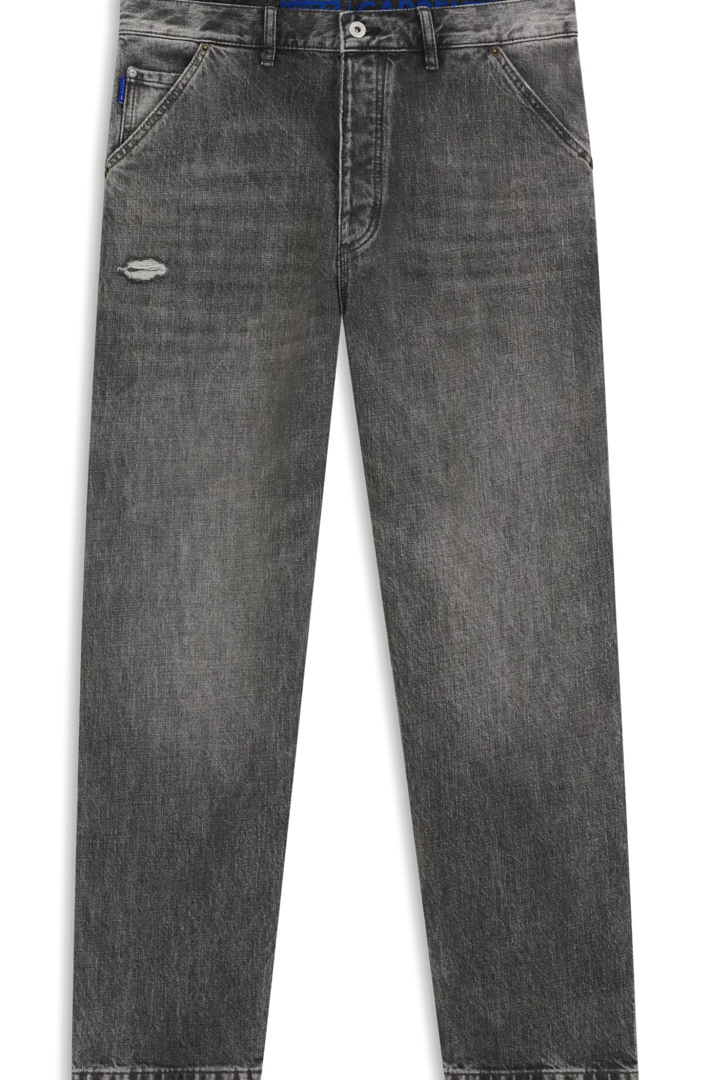 Baggy-fit black jeans with carpenter details