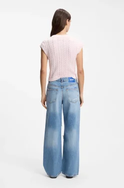 Baggy-fit jeans in blue distressed denim