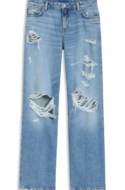 Baggy-fit jeans in blue distressed denim
