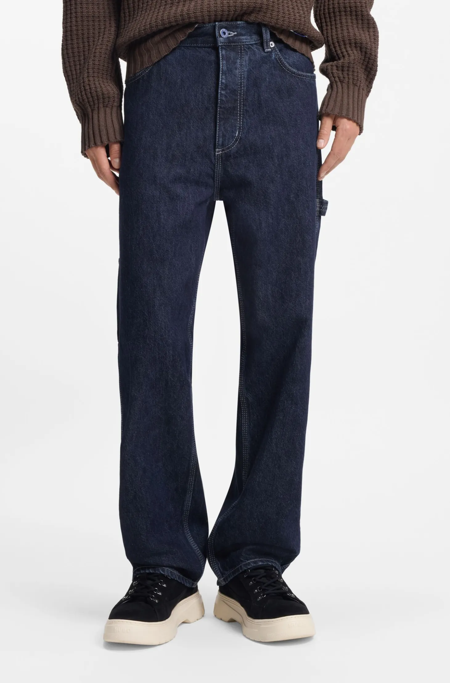 Baggy-fit jeans in dark-blue denim