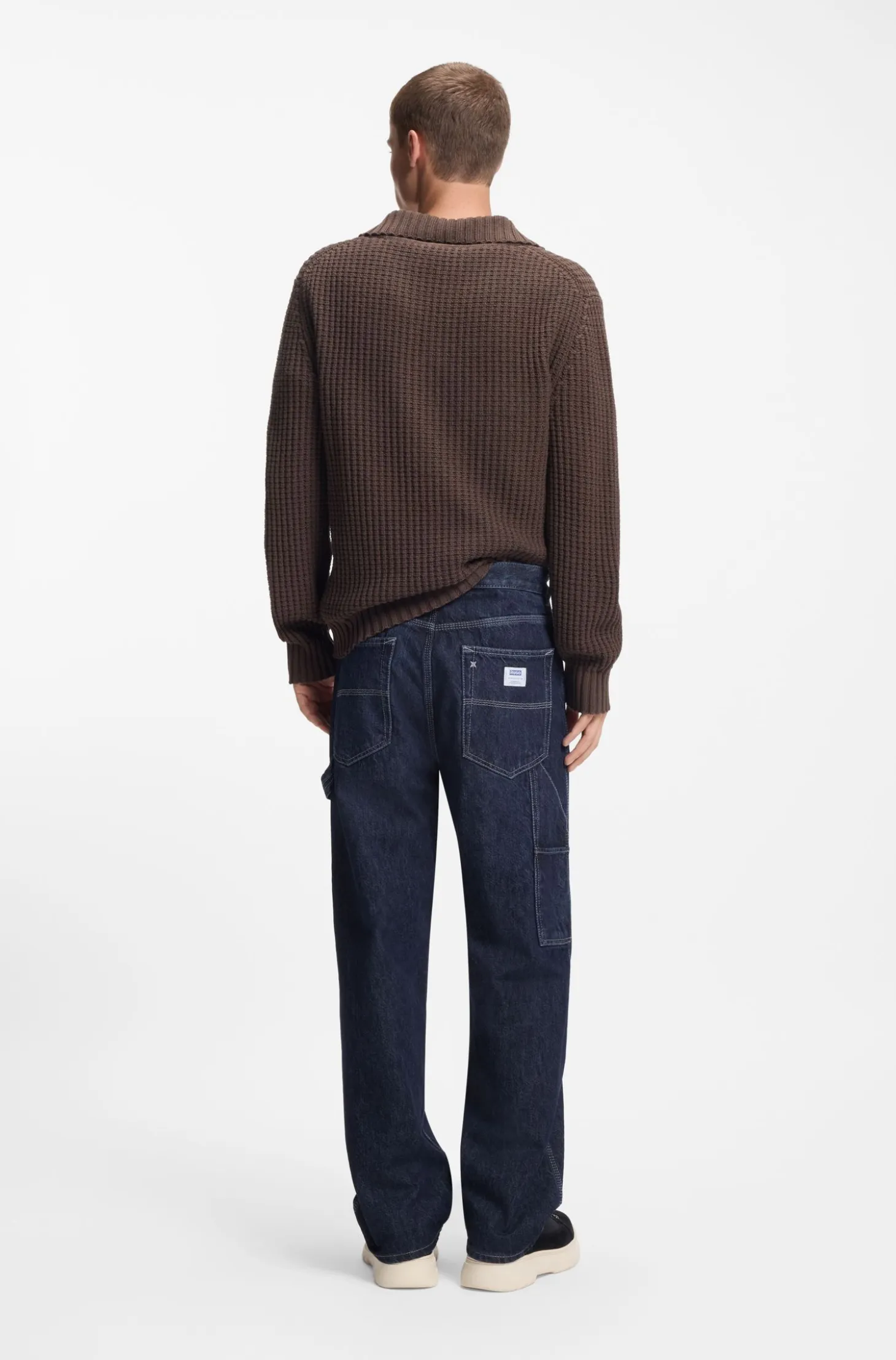 Baggy-fit jeans in dark-blue denim