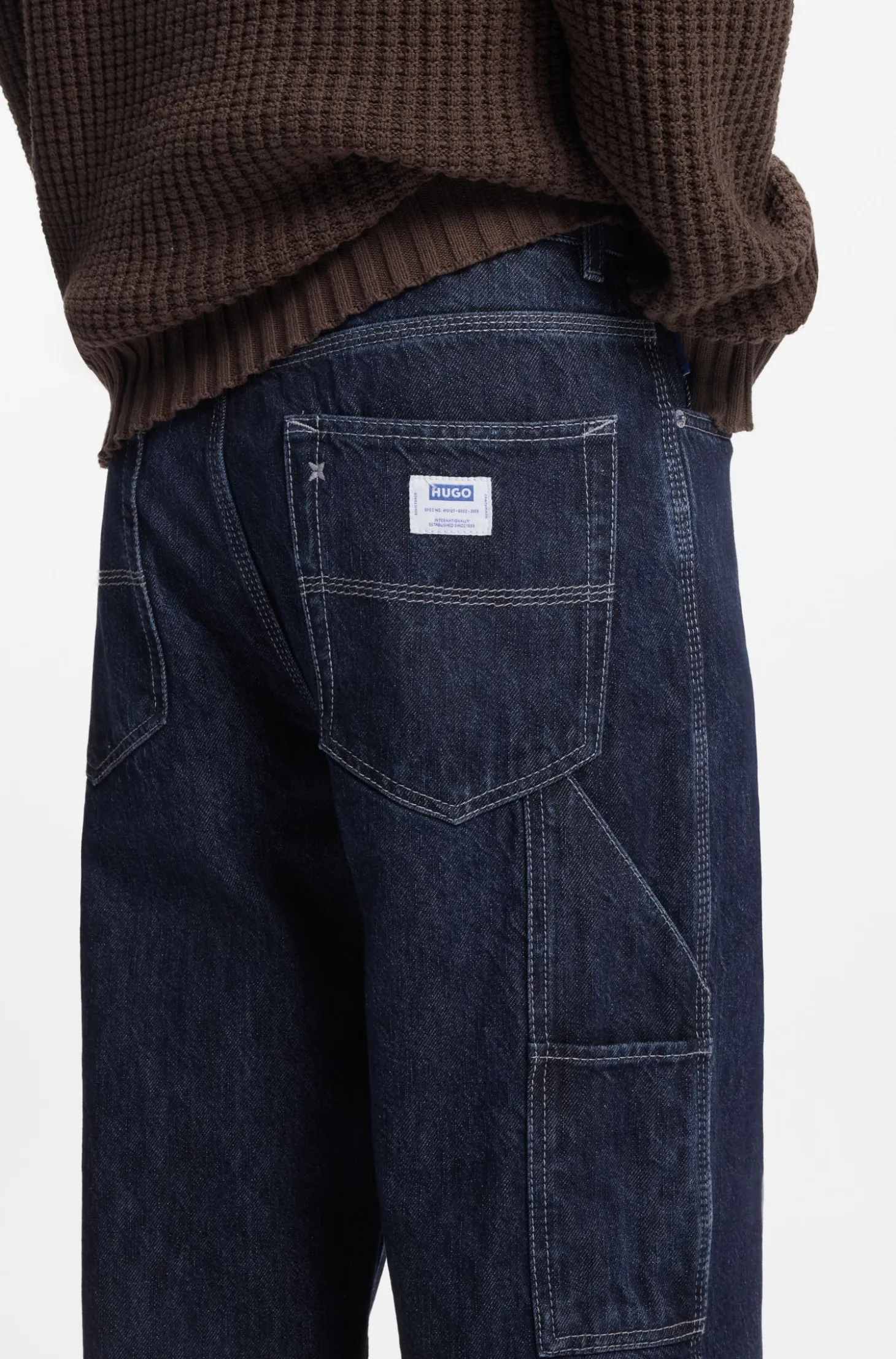 Baggy-fit jeans in dark-blue denim