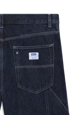 Baggy-fit jeans in dark-blue denim