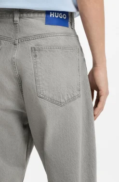 Baggy-fit jeans in grey stonewashed denim