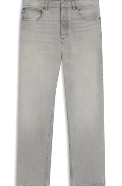 Baggy-fit jeans in grey stonewashed denim