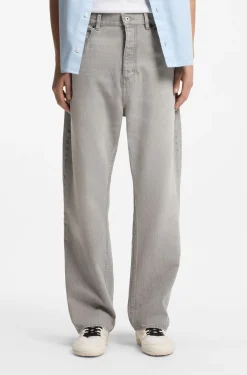 Baggy-fit jeans in grey stonewashed denim