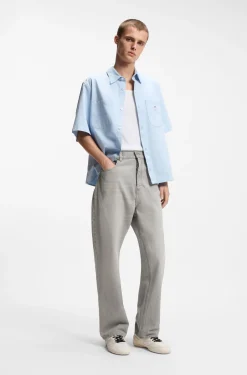 Baggy-fit jeans in grey stonewashed denim