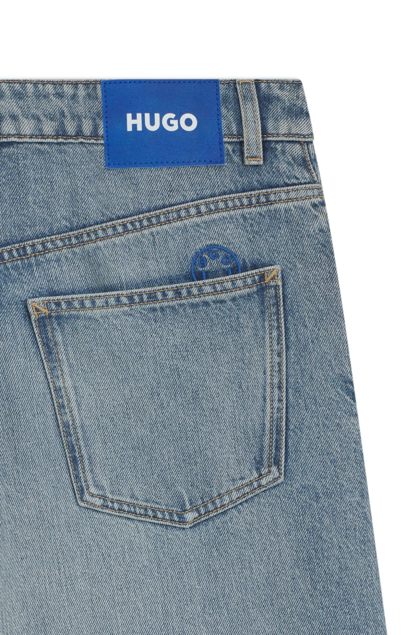 Baggy-fit jeans with drawcord and Happy HUGO logo