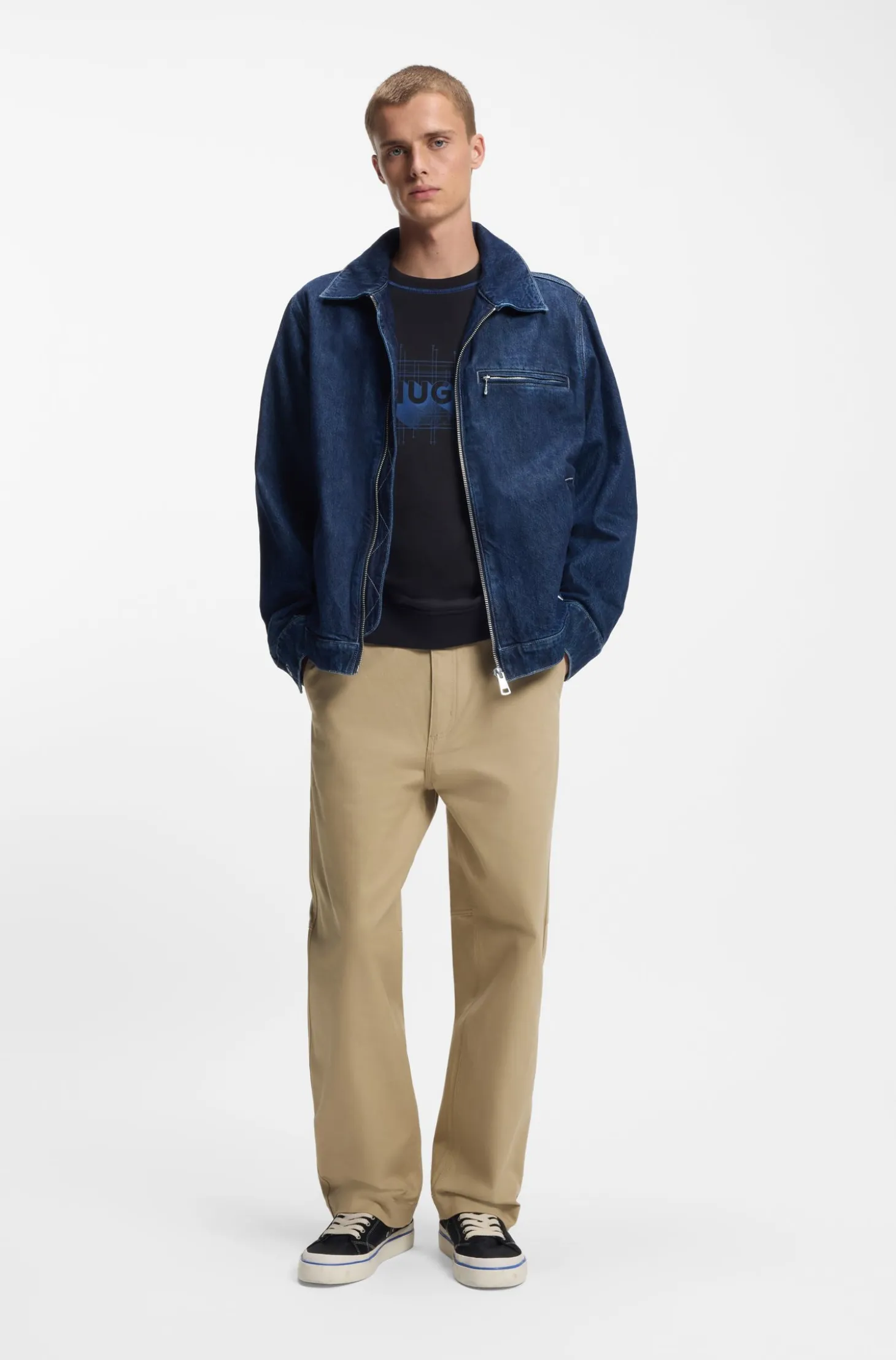 Baggy-fit trousers in stretch-cotton canvas