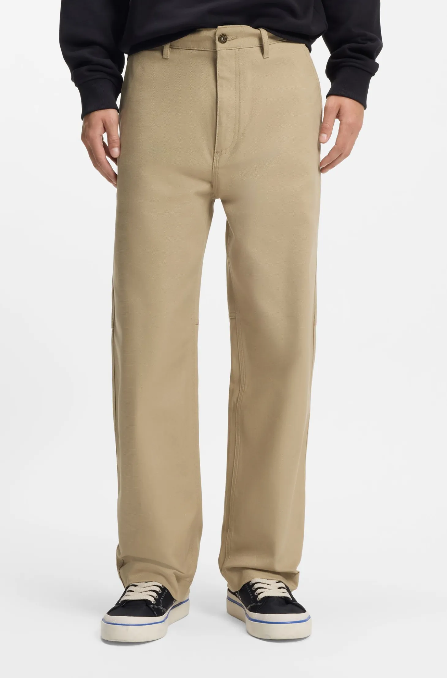 Baggy-fit trousers in stretch-cotton canvas