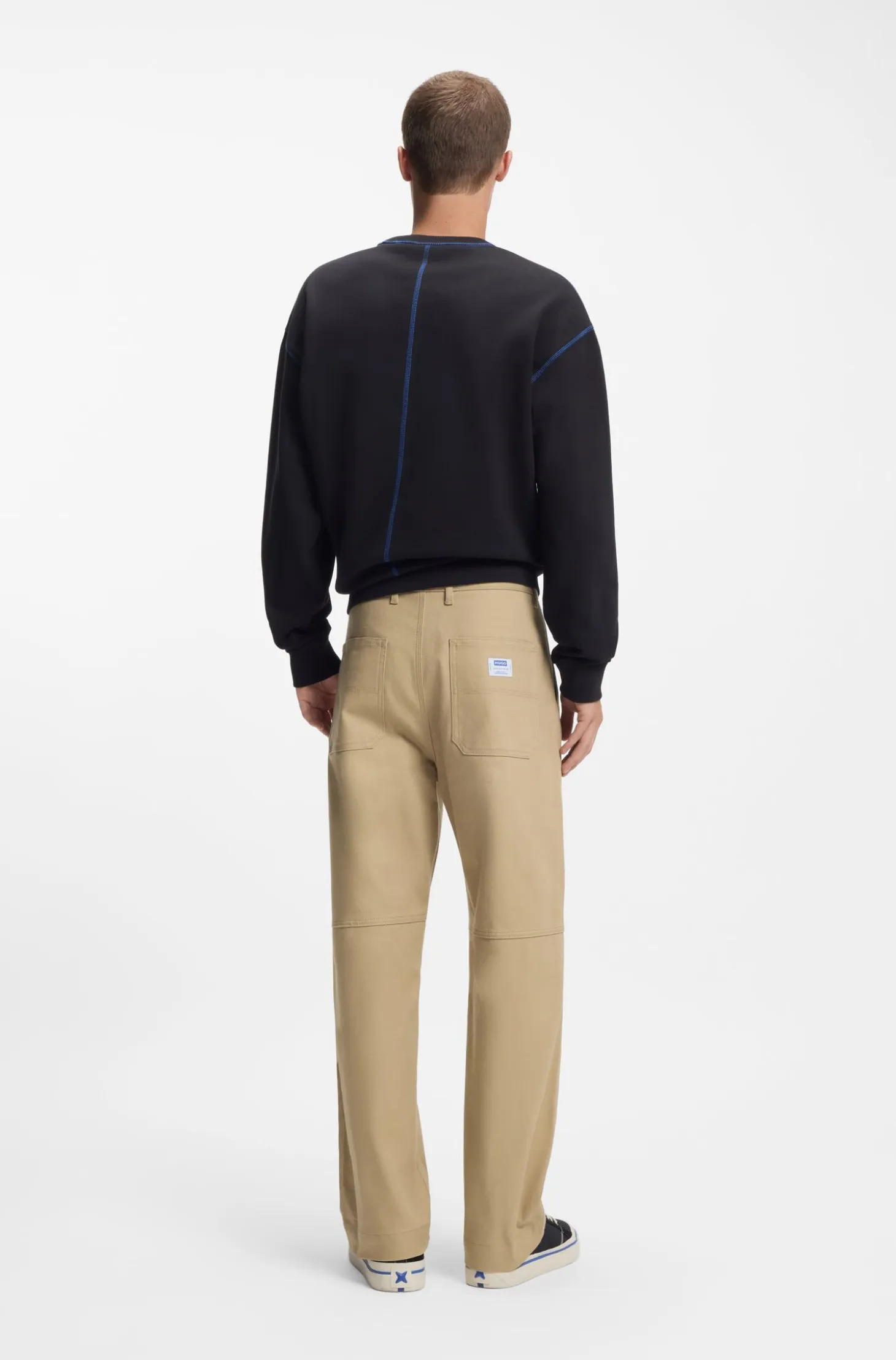Baggy-fit trousers in stretch-cotton canvas