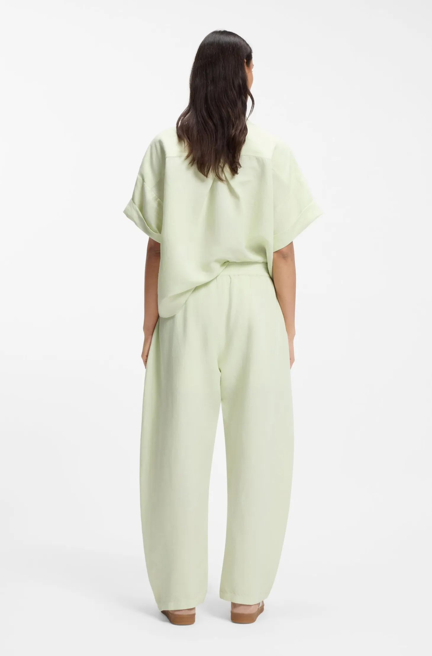 Balloon-leg trousers with elasticated waist
