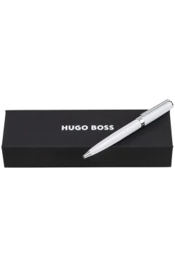 Ballpoint pen in glossy-white lacquer with logo ring