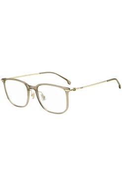Beige-acetate optical frames with gold-tone temples