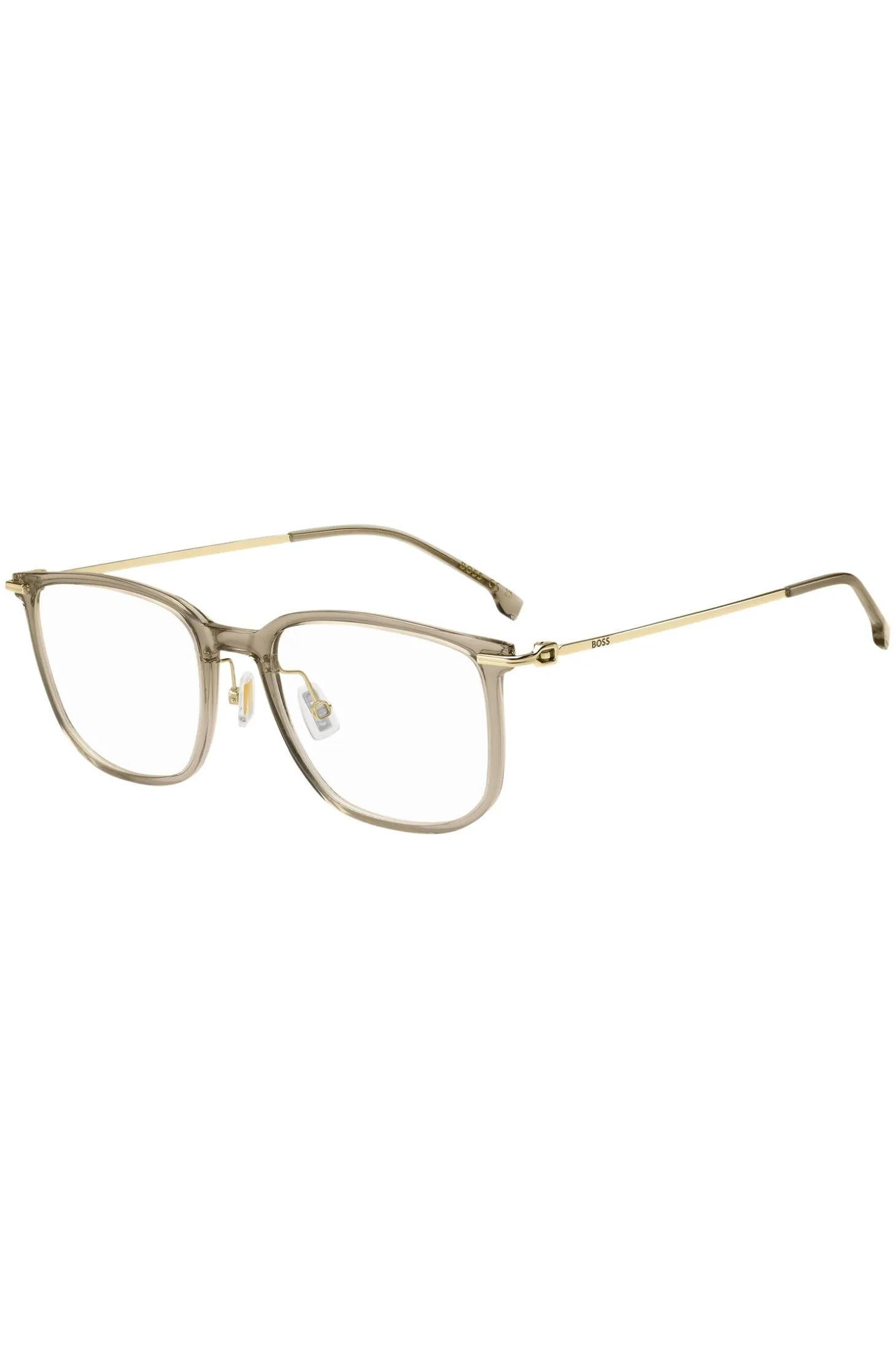 Beige-acetate optical frames with gold-tone temples