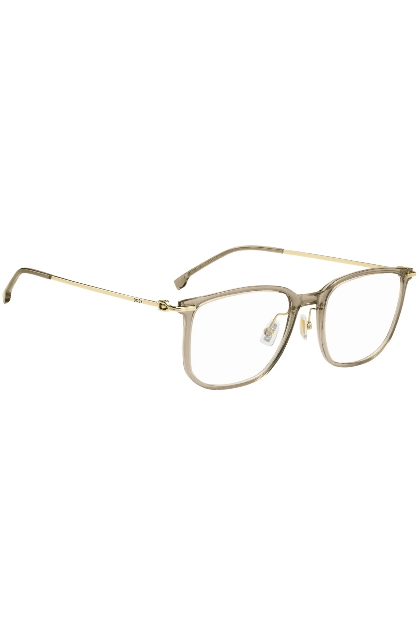 Beige-acetate optical frames with gold-tone temples