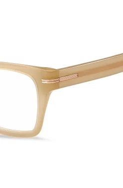 Beige-acetate optical frames with signature gold-tone detail