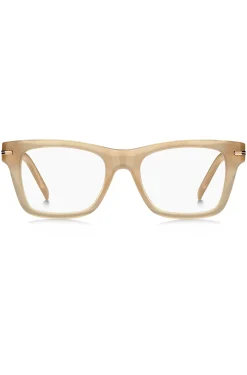 Beige-acetate optical frames with signature gold-tone detail