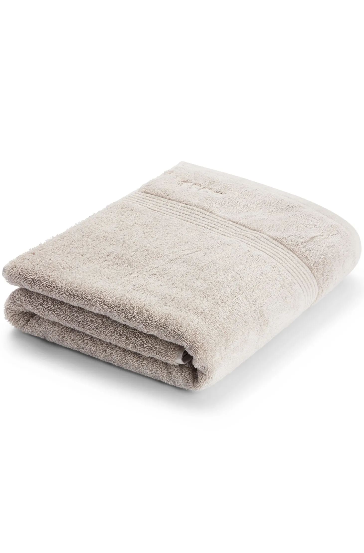Beige Aegean-cotton bath sheet with tonal logo