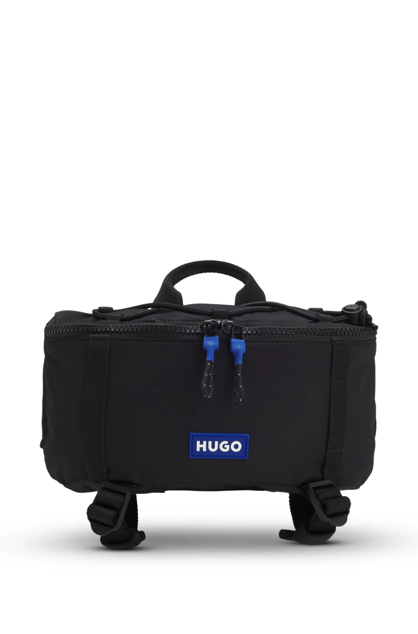 Belt bag with blue logo label
