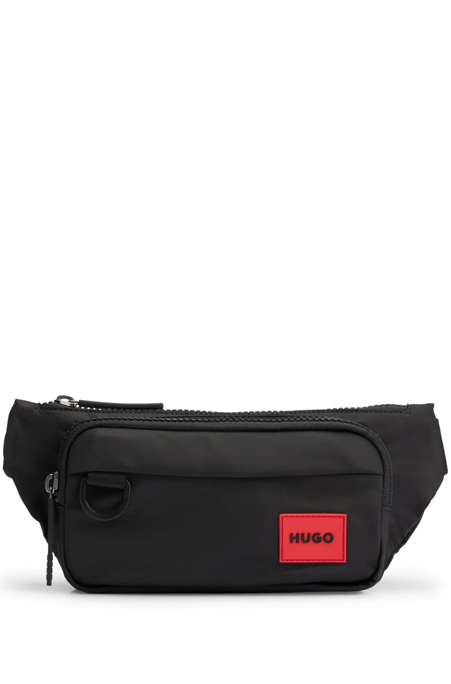 Belt bag with rubber logo label