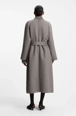 Belted coat in double-faced fabric