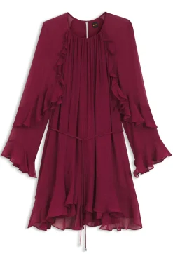 Belted dress with bell sleeves