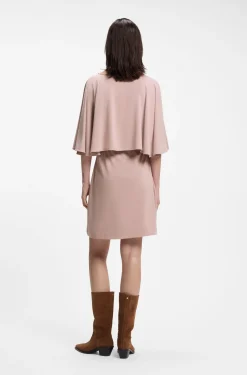 Belted jersey dress with cape-style detail