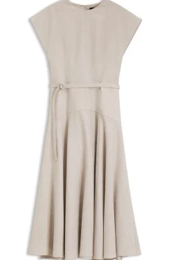 Belted maxi dress in melange flannel