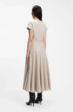 Belted maxi dress in melange flannel