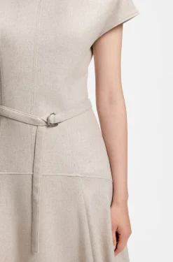 Belted maxi dress in melange flannel