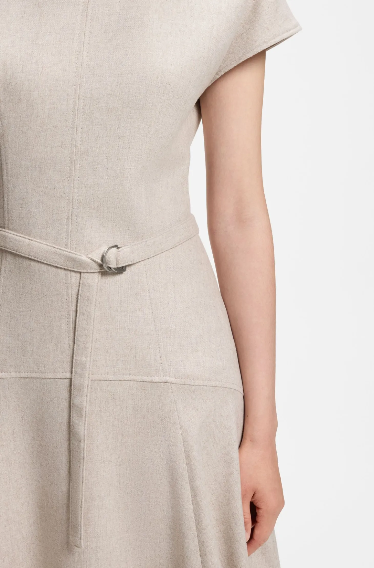 Belted maxi dress in melange flannel