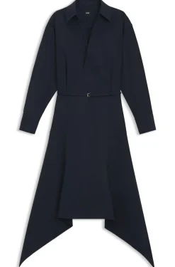 Belted shirt dress in cotton poplin