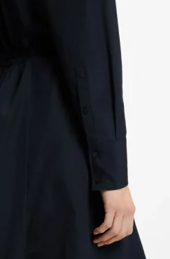 Belted shirt dress in cotton poplin