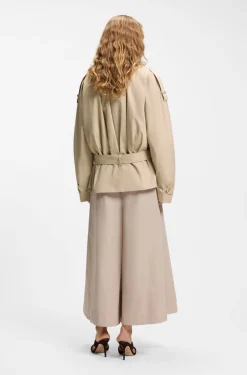 Belted short coat in cotton poplin