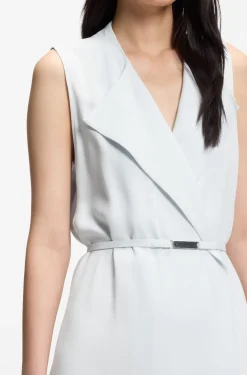 Belted wrap dress in soft crepe