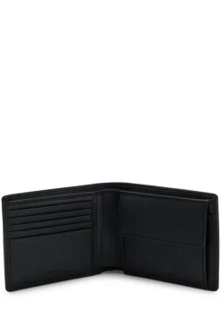 Bifold wallet in micro-grained leather with embossed logo