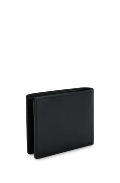 Bifold wallet in micro-grained leather with embossed logo