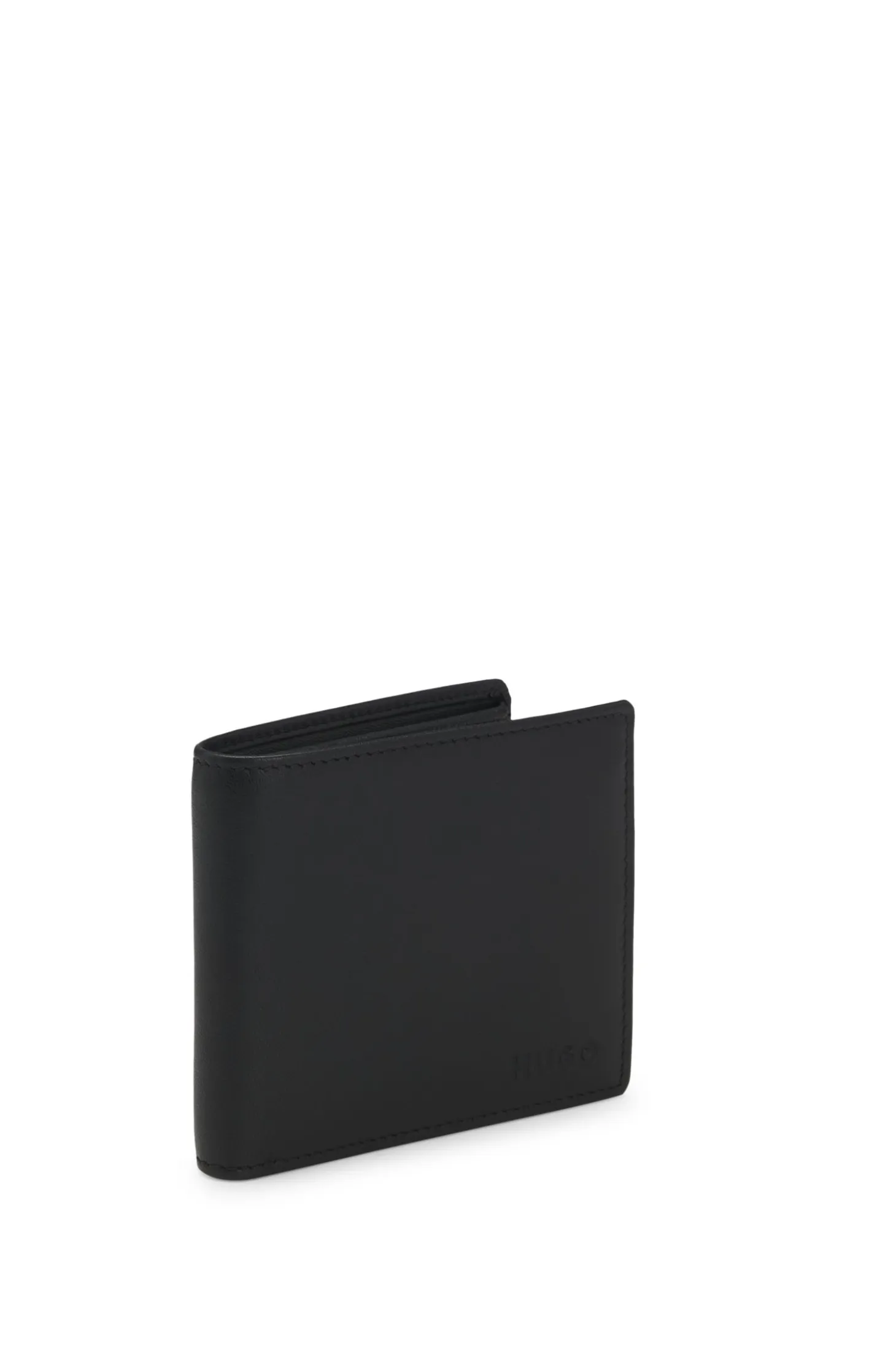 Bifold wallet in smooth leather with embossed logo