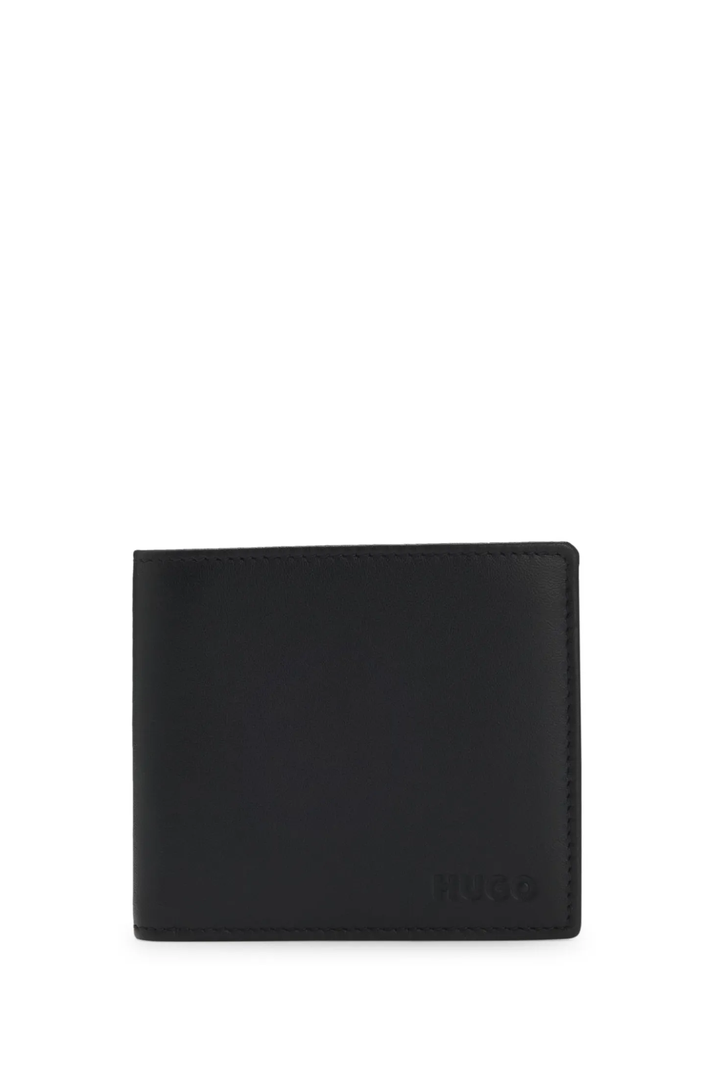 Bifold wallet in smooth leather with embossed logo
