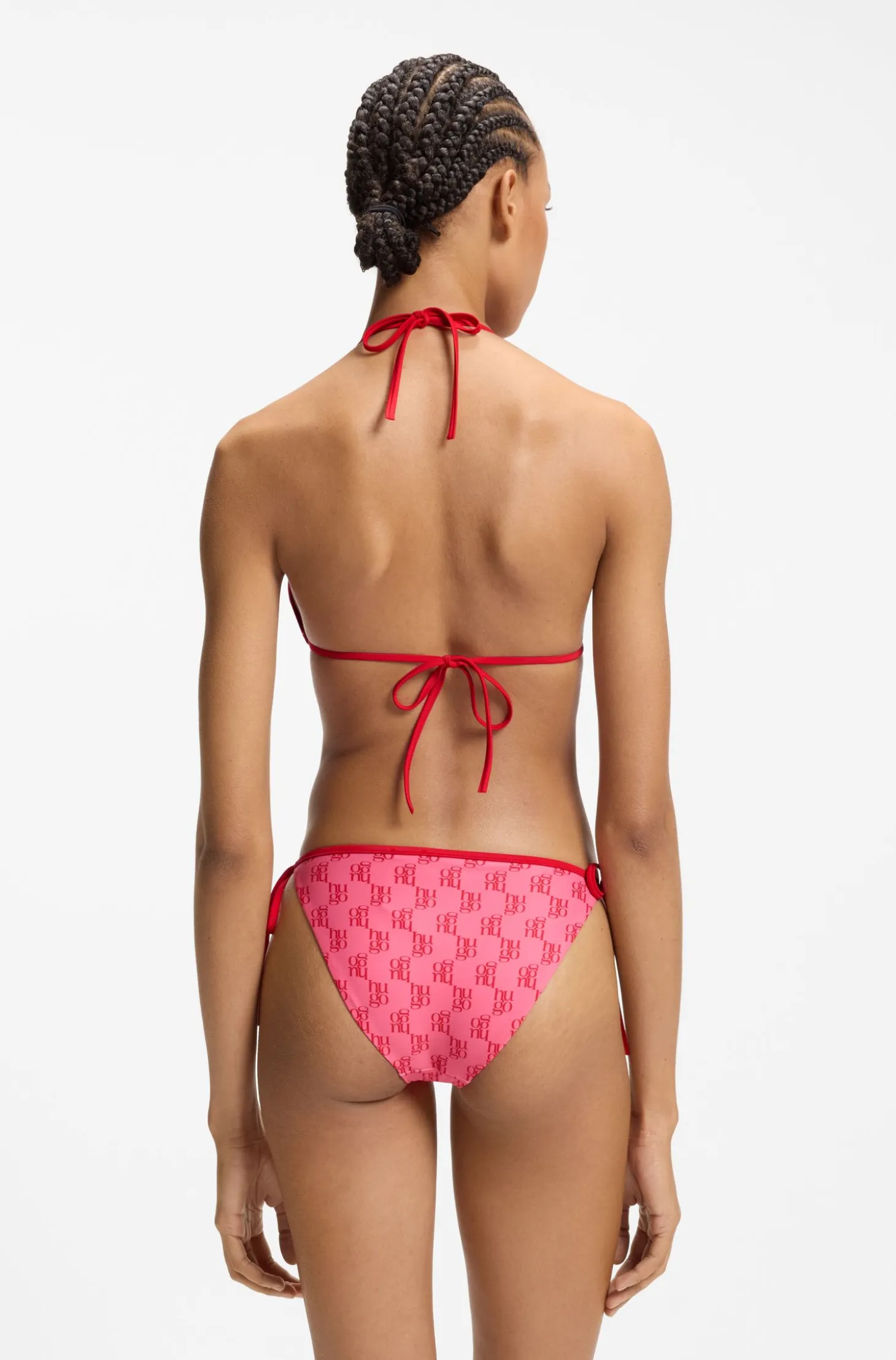 Bikini bottoms with printed stacked logos
