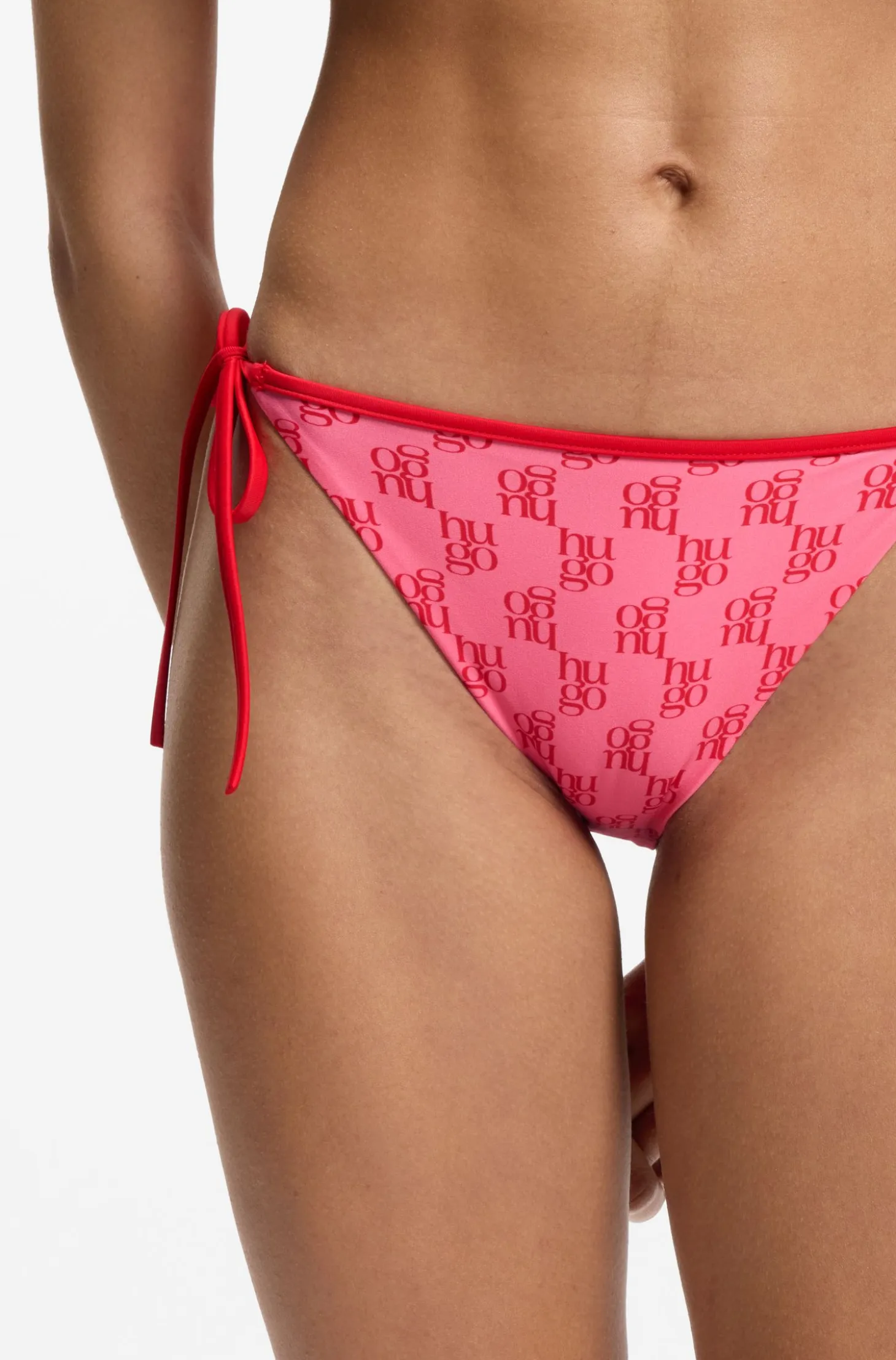 Bikini bottoms with printed stacked logos