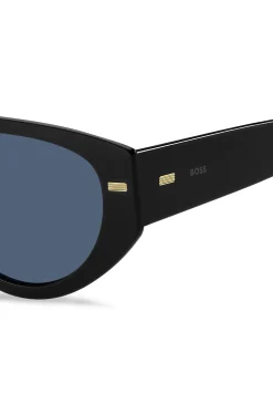 Bio-acetate black sunglasses with patterned rivets