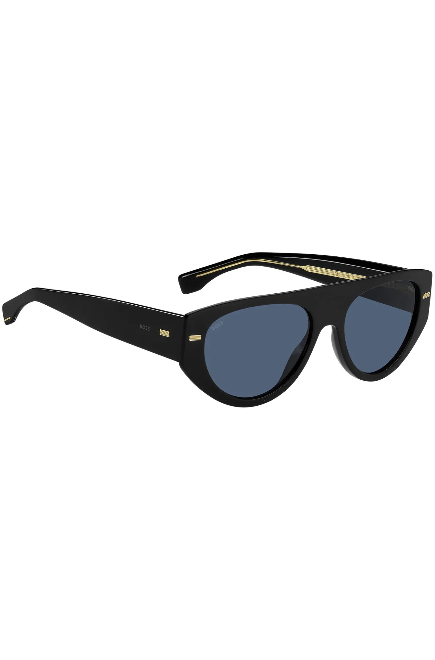 Bio-acetate black sunglasses with patterned rivets