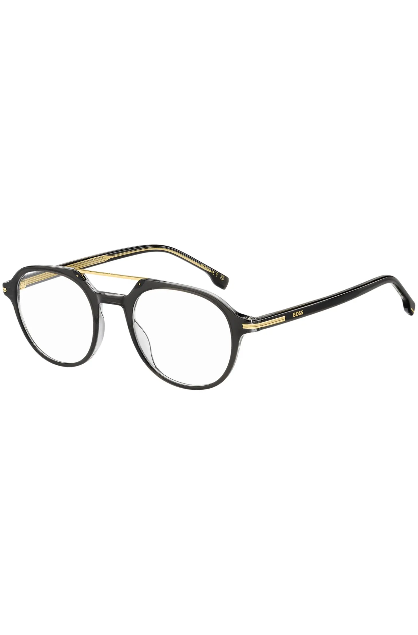Black-acetate optical frames with gold-tone metal bridge