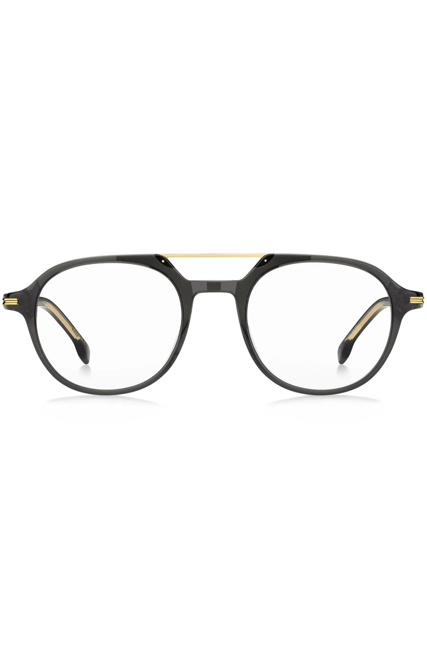 Black-acetate optical frames with gold-tone metal bridge